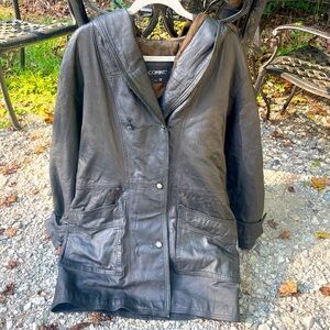 Vintage Comint Leather jacket with hood, great for this colder weather!